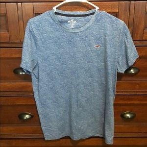Hollister T-Shirt Blue and White Heather Pattern